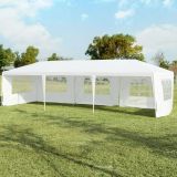 Costway 3 x 9 m Pavillon Zelt Gartenpavillon Gartenzelt mit 5 abnehmbaren Seitenwände weiß