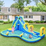 Costway Hüpfburg Aufblasbare Wasserrutsche Spielpool Wasserpark mit Rutsche 478x365x242cm