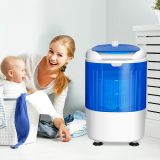 Costway Mini Waschmaschine Reisewaschmaschine Waschautomat mit Trockenschleuder Blau