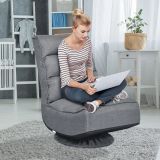 Costway Relaxsessel verstellbar Klappsessel drehbar Bodenstuhl Sofastuhl Bodenkissen Grau