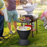 Costway 3 in 1 Beistelltisch 30L Kühlbox Hocker Gartentisch höhenverstellbar Eiskühler Schwarz