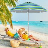 Costway Strandschirm tragbarer Sonnenschirm Marktschirm Gartenschirm neigbar für Outdoor Blau + Grün