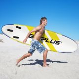 Costway SUP Board Aufblasbares Stand Up Paddle Board mit breite Fläche 305 x 76 x 15 cm Blau + Gelb + Weiß