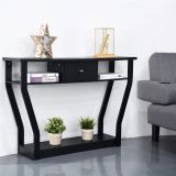 Costway Konsolentisch schwarz Flurtisch mit Schublade und Regal 120 x 30 x 81 cm Schwarz