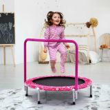 Costway φ92 cm Kindertrampolin Mini-Trampolin mit Griff klappbares Trampolin bis 150kg belastbar Rosa + schwarz