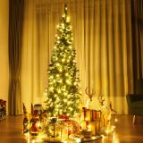 Costway 225 cm Weihnachtsbaum Hochwertige PVC Nadeln Bleistift-Förmiger Weihnachtsbaum Grün