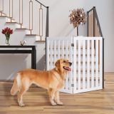 Costway Absperrgitter Hunde 89cm Hoch 2 Paneelen Schutzgitter Holz Klappbar (Weiß-Verlängerung)