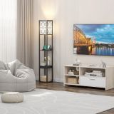 Costway Stehlampe mit Regalen und Schublade für Wohnzimmer Schlafzimmer 26 x 26 x 160,5 cm Schwarz