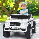 Costway 12V Kinderauto mit 2,4G-Fernbedienung mit Musik und LED-Leuchten Weiß 115 x 67 x 57 cm Weiß