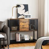 Costway Industrielles Multifunktionales Sideboard mit 2 Gitterschränken und 2 Schubladen 100 x 35 x 85 cm