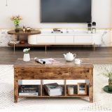 Costway Moderner Multifunktionaler Couchtisch mit Aufklappbarer Platte für Wohnzimmer Braun