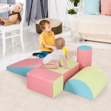 Costway 5 TLG. Schaumstoffbausteine Riesenbausteine zum Toben und Klettern für Babys Rosa