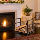 Costway Brennholzregal Kaminholzregal Metall Feuerholzregal Holzscheitregal mit Sockel & Griffen