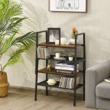 Costway 2-Stöckiges Stapelbares Schuhregal aus Holz- & Metall 54 x 32 x 52 cm Braun + Schwarz