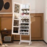 Costway LED Schmuckschrank mit Ganzkörperspiegel und Schminkspiegel 41 x 37 x 156 cm Weiß