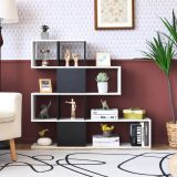 Costway Moderner 5-stöckiger Raumteiler im Leiterstil aus Holz für Bücher 120 x 19,5 x 109 cm Schwarz & Weiß