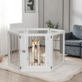 Costway Hundegitter Laufstall Freistehender Hundezaun mit 6 Paneelen 366 x 80 cm Weiß