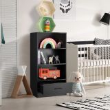 Costway 4-Stufiges Lagerregal Holzregal mit Schublade Bücherregal 60 x 38 x 120 cm Schwarz