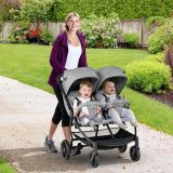 Costway Doppel-Kinderwagen Geschwisterwagen mit Individueller Neigung 105 x 78,5 x 106 cm Grau