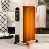 Costway Ölgefüllter Heizkörper Elektroheizung mit 3 Heizstufen 49 x 24 x 62 cm Schwarz