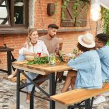 Costway 178 cm Langer Biertisch mit Sitzgarnitur 3-Teiliges Klappbares Picknicktisch- und Bank-Set