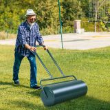 Costway Rasenwalze 90cm Handwalze 63L Gartenwalze mit Schwerlasttrommel Rasenroller Grün