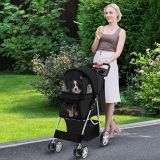 Costway Hundewagen Haustiere Buggy bis 15 kg 81 x 45 x 101 cm Schwarz