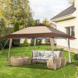 Costway 4 m x 4 m Terrassen-Pavillon Überdachungszelt mit Rädern Beige