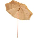 Costway Strandschirm 175 cm Sonnenschirm Reisstroh Strandschirm Weiß + Beige