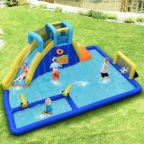 Costway Wasserpark 6-in-1 Hüpfburg mit Gebläse & Wasserdüsen & Rutsche 525 x 373 x 203 cm
