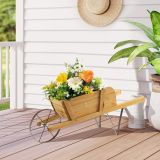 Costway Blumenwagen Blumenschubkarre für den Innen- und Außenbereich 69,5 x 26 x 29,5 cm Walnuss