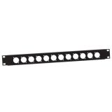 19" Rackblende 1HE mit 12 Bohrungen D-Loch