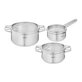 Tefal H852S3 Nordica 6-teiliges Topfset | Edelstahl | Topfdurchmesser 1: 16 cm | Durchmesser Topf 2: 20 cm | Durchmesser Topf 3: 24 cm. | Thermo-Fusion 