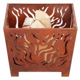 Feuerkorb FLAMES Feuerstelle Metall Rost-Optik 40x40cm
