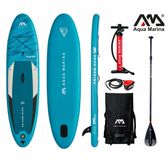 Aqua Marina All-Around SUP Board 315x79 cm mit Reißverschlussrucksack Double Action-Pumpe LIQUID AIR Paddel Einschub-Mittelfinne Sicherheitsleine Blau