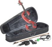 Stagg E-Violine EVN 4/4 MRD rot metallic incl. Etui, Bogen, Kopfhörer, ...