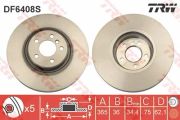 Trw 1x Bremsscheibe Vorderachse Belüftet Bmw: X6, X5 DF6408S