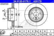 Ate Bremsscheibe Hinterachse Belüftet Bmw: 7 24.0120-0178.1