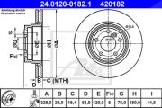 Ate Bremsscheibe Hinterachse Belüftet Bmw: Z8, 8, 7 24.0120-0182.1