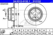 Ate Bremsscheibe Hinterachse Voll Bmw: X5 24.0312-0152.1