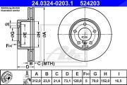 Ate Bremsscheibe Bmw: X1, 4, 3, 2, 1 24.0324-0203.1