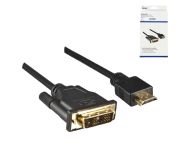 HDMI auf DVI-D Kabel, vergoldete Kontakte, Schwarz, 2 m