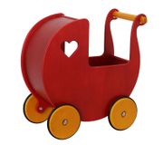 Dänischer Designer Holz-Puppenwagen (rot) / dolls pram red