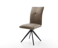 Drehstuhl Maddy-Flex Taupe Vintage Kreuzgestell kantig Schwarz 180° drehbar Wellenfederung