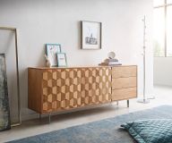 Sideboard Fevo 175 cm Akazie Natur 2 Türen 3 Schubfächer L-Fuß