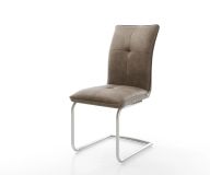 Schwingstuhl Maddy-Flex Taupe Vintage Freischwinger rund Edelstahl  Wellenfederung