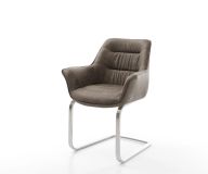 Schwingstuhl Kaira-Flex Taupe Vintage Freischwinger flach Edelstahl