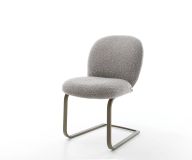 Freischwinger Nube-Flex Bouclé Silbergrau Freischwinger flach Effektfinish Titan Taschenfederkern