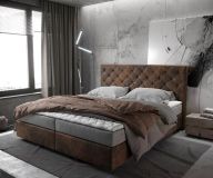Boxspringbett Dream-Great 180x200 cm Braun Vintage mit Matratze und Topper