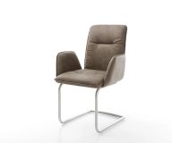 Schwingstuhl Vinja-Flex Taupe Vintage Freischwinger rund Edelstahl